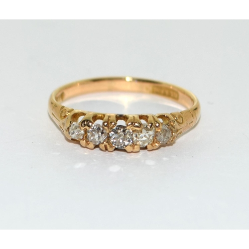 70 - A 18ct Gold and 5 stone diamond ring, Size N