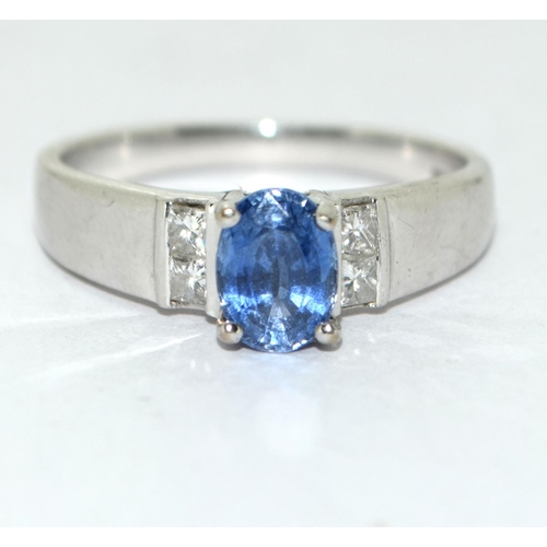 27 - 18ct white gold ladies Sapphire and Diamond ring size O