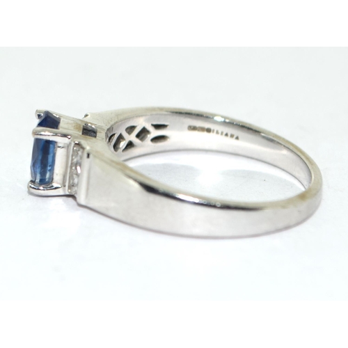 27 - 18ct white gold ladies Sapphire and Diamond ring size O