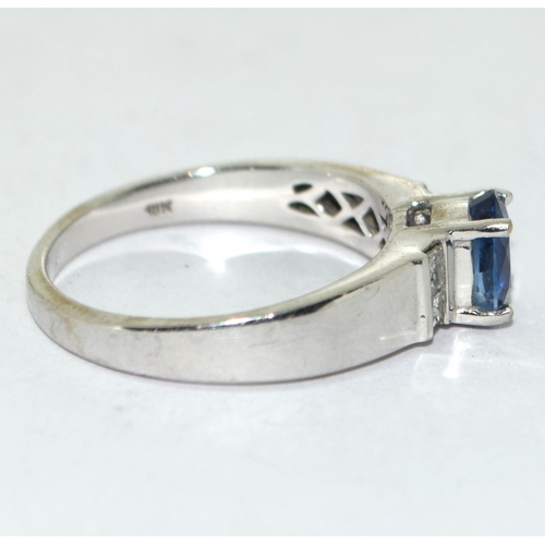 27 - 18ct white gold ladies Sapphire and Diamond ring size O