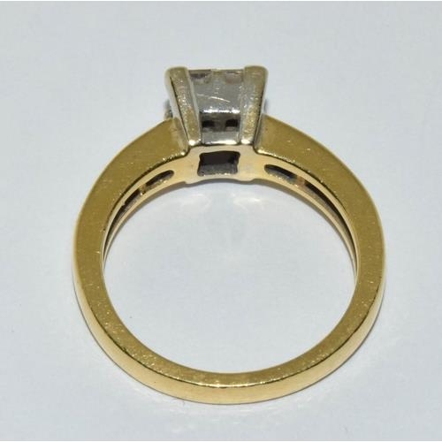 143 - 18ct gold ladies square face Diamond ring H/M in ring as 0.75ct size M