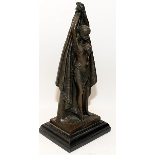 228 - Signed after D H Chiparus (1886-1947) Bronze 'Antinea' dancing girl, Signed alongside Edinbon (?) ga... 