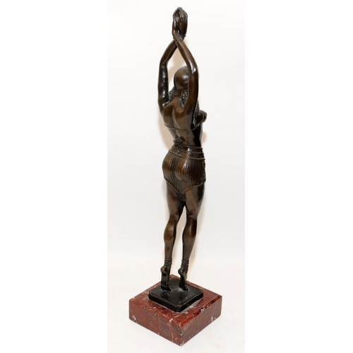 226 - Signed after Agathon Leonard (1841-1923) large signed bronze of an exotic dancer on a marble base. O... 