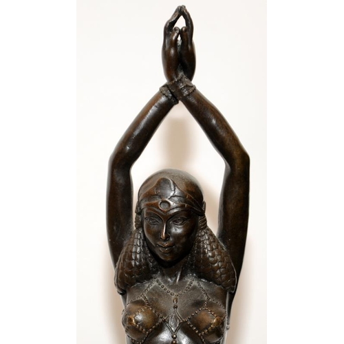 226 - Signed after Agathon Leonard (1841-1923) large signed bronze of an exotic dancer on a marble base. O... 