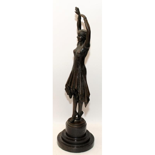 225 - Signed after D H Chiparus (1886-1947) Bronze 'Miss Kita' exotic dancer figure. Signed to base alongs... 