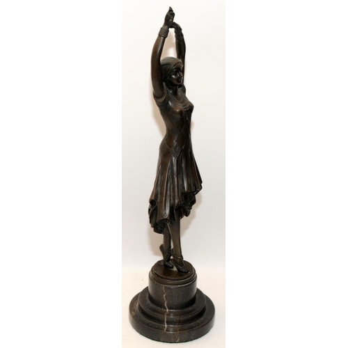 225 - Signed after D H Chiparus (1886-1947) Bronze 'Miss Kita' exotic dancer figure. Signed to base alongs... 