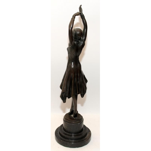 225 - Signed after D H Chiparus (1886-1947) Bronze 'Miss Kita' exotic dancer figure. Signed to base alongs... 