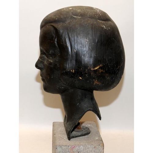 224 - Cecil Howard (1888-1956) Bronze head of a girl on composite base. O/all height 44cms. Signed Howard ... 