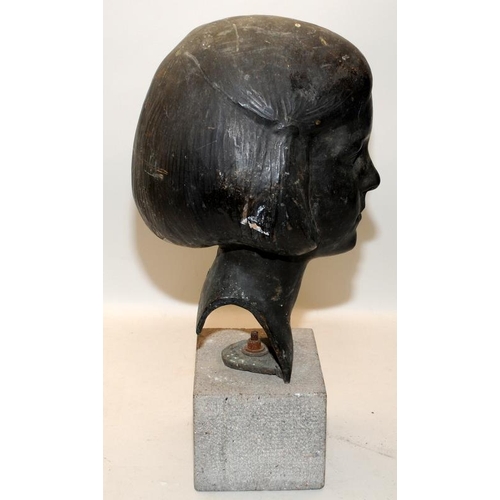 224 - Cecil Howard (1888-1956) Bronze head of a girl on composite base. O/all height 44cms. Signed Howard ... 