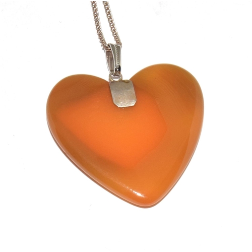 306 - Vintage 925 silver agate heart pendant and tigers eye ring.