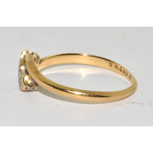 365 - 18ct gold, platinum and diamond ring, Size N