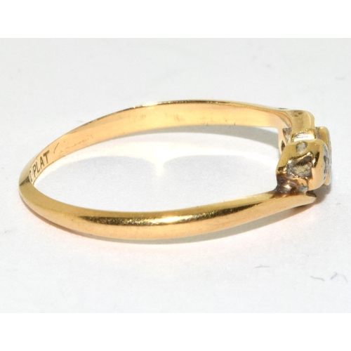 365 - 18ct gold, platinum and diamond ring, Size N