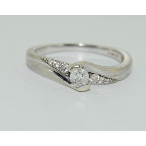 502 - 9ct white gold ladies Diamond ring H/M in ring as 0.33ct size  S