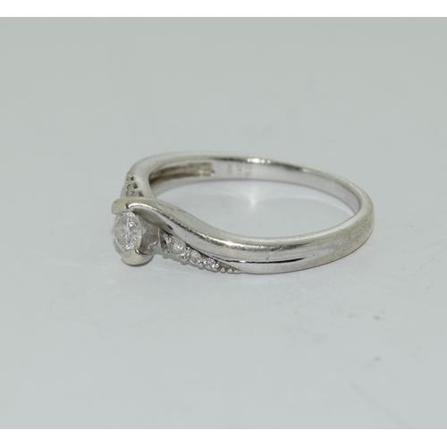 502 - 9ct white gold ladies Diamond ring H/M in ring as 0.33ct size  S