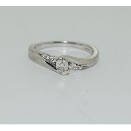 502 - 9ct white gold ladies Diamond ring H/M in ring as 0.33ct size  S