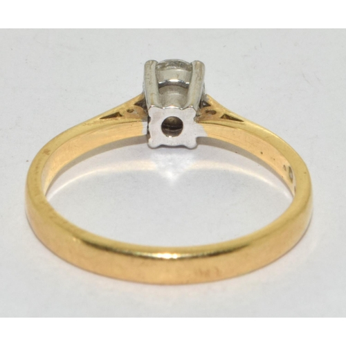 471 - 18ct gold ladies Diamond solitaire H/M as 40 pionts size N