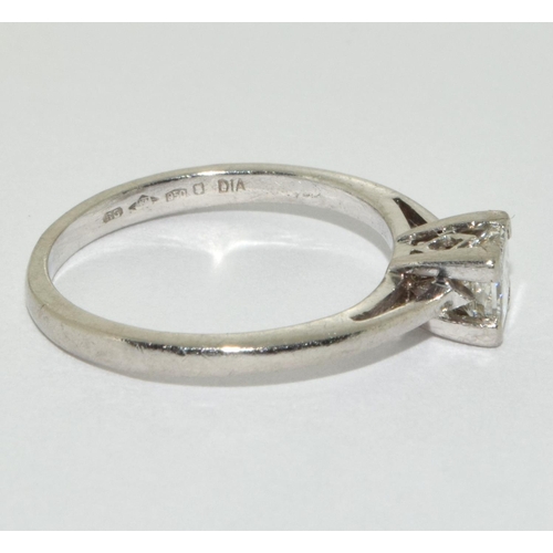 500 - Platinum ladies Diamond solitaire hall marked as Diamond in ring of approx 0.25ct size L