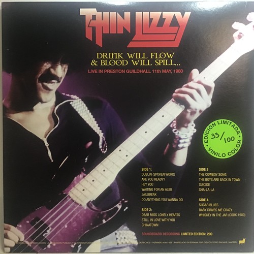 112 - THIN LIZZY. ‘DRINK WILL FLOW & BLOOD WILL SPILL’ LIMITED EDITION ALBUM. Pressed on limited (100) gre... 