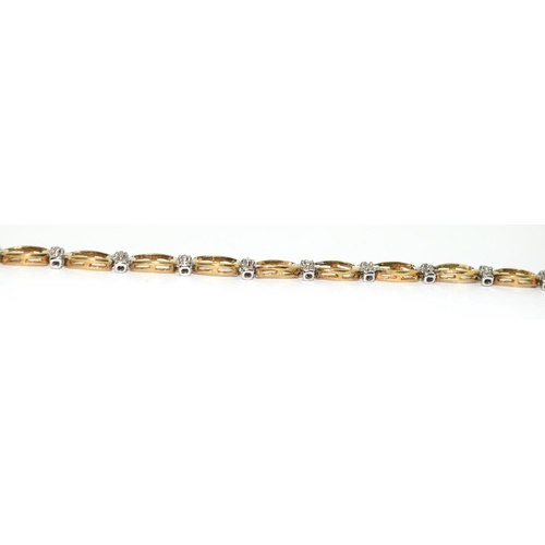 511 - 9ct gold diamond line bracelet 7 1/2