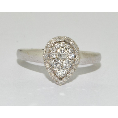 501 - Diamond and 9ct gold pear shaped cluster ring Size K.