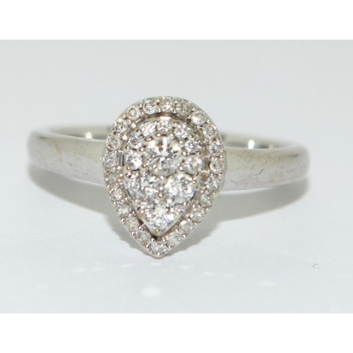 501 - Diamond and 9ct gold pear shaped cluster ring Size K.