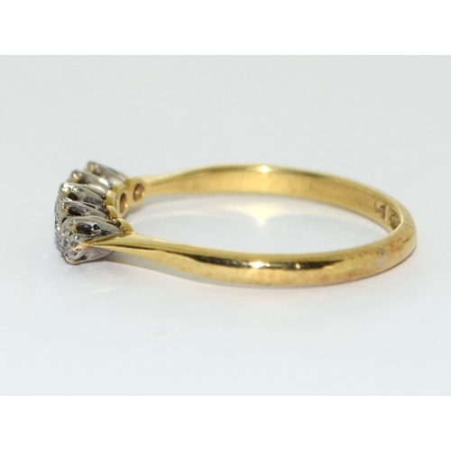 391 - Vintage heavy 18ct yellow gold and five stone diamond ring Size Q.