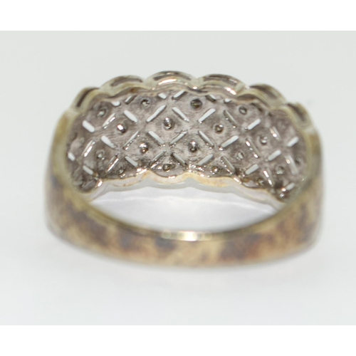 455 - 9ct gold multi diamond ring Size N