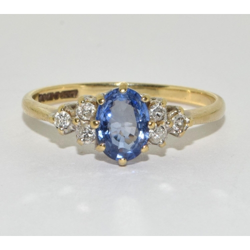 481 - Sapphire and diamond 9ct gold cluster ring. Size O