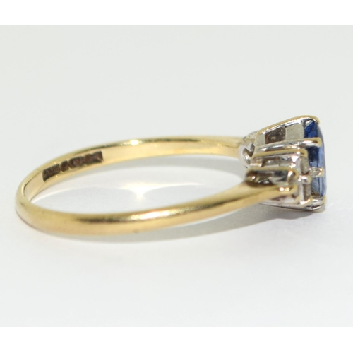 481 - Sapphire and diamond 9ct gold cluster ring. Size O