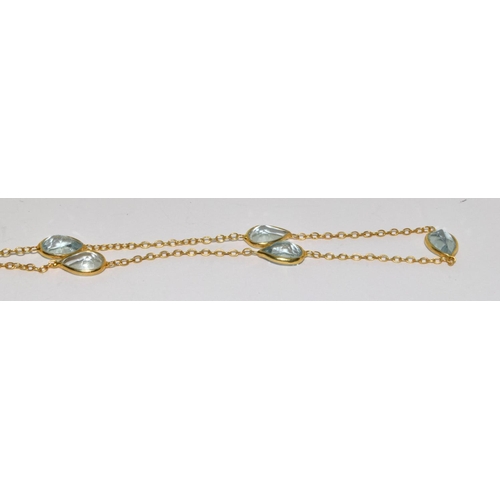 517 - Natural aquamarine and gold on silver chain 36