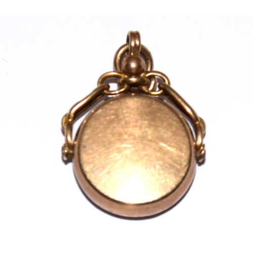 449 - Antique bloodstone and 9ct gold swivel fob seal for watch chain.