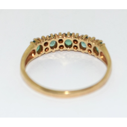 458 - Emerald and Diamond half eternity band in 9ct gold Size L