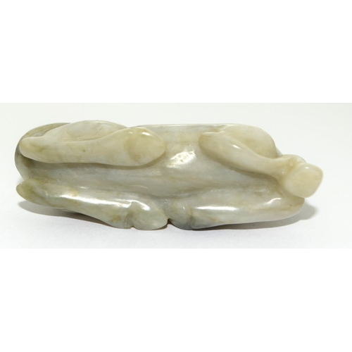 197 - Old Oriental Chinese carved natural jade Monkey and Horse figure 5.3cm x 3.5cm High