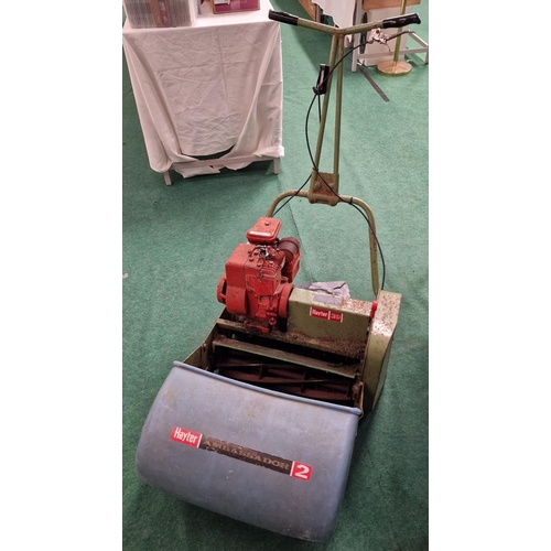 244 - Hayter Ambassador 2 vintage petrol powered lawn mower with grass collecting box.