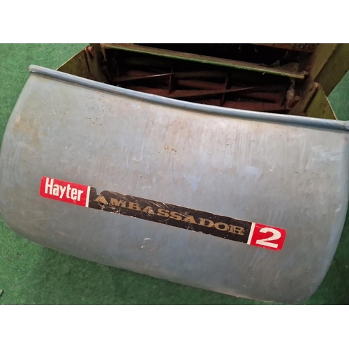 244 - Hayter Ambassador 2 vintage petrol powered lawn mower with grass collecting box.