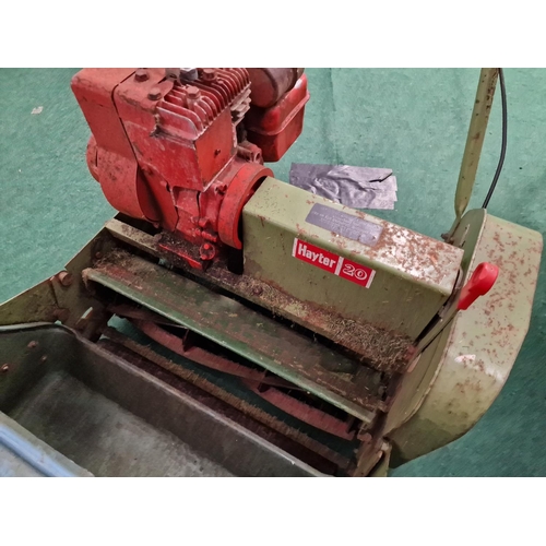 244 - Hayter Ambassador 2 vintage petrol powered lawn mower with grass collecting box.