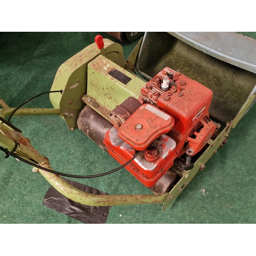 244 - Hayter Ambassador 2 vintage petrol powered lawn mower with grass collecting box.