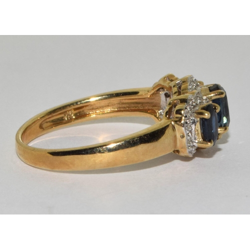 416 - 9ct gold ladies Mystic Topaz and Diamond ring size Q