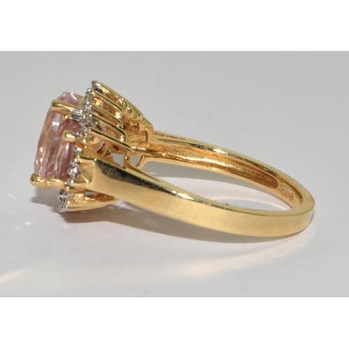 306 - 9ct gold ladies Pink Tourmaline and Diamond ring size N