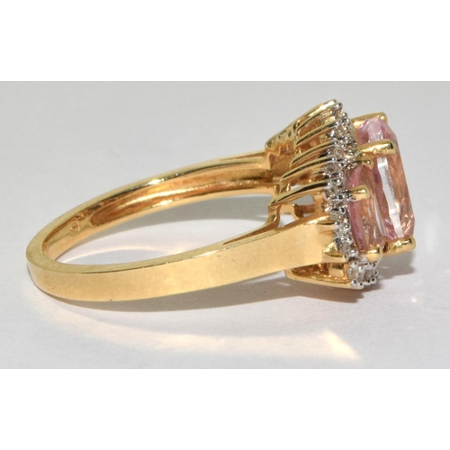 306 - 9ct gold ladies Pink Tourmaline and Diamond ring size N