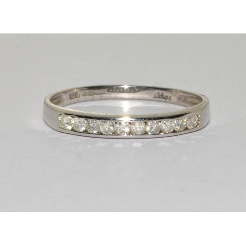 281 - 9ct white gold ladies Diamond 1/2 eternity ring size O