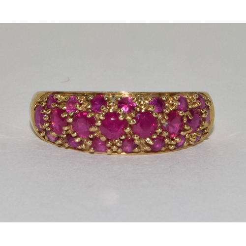 485 - 9ct gold ladies Rubellite ring size P