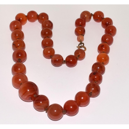 302 - Graduated Cornelian beaded necklace 52cm