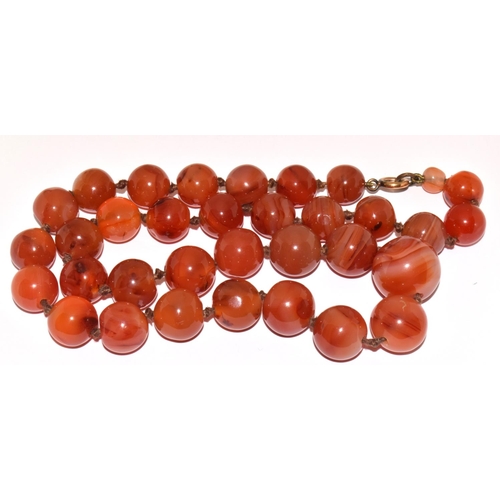 302 - Graduated Cornelian beaded necklace 52cm