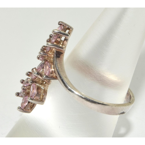 252 - 925 silver Pandora with pink quarts ring size O