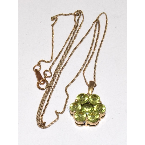 270 - 925 Silver Gilt Peridot Flower Necklace