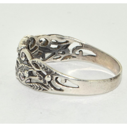 254 - 925 silver open work ring size P