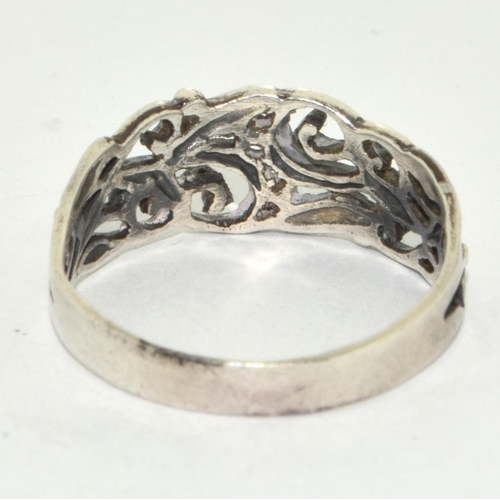 254 - 925 silver open work ring size P