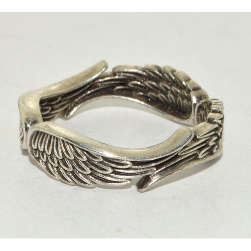 326 - 925 silver Feather design ring size T