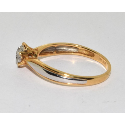 497 - 18ct gold ladies Diamond ring H/M as 0.15ct size N